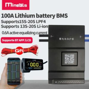 JK BMS de 100A con balanceador ACTIVO de 0.6A, soporta desde 13s a 20s Batería de litio, li-ion, lifepo4, inteligente con bluetooth, rs485, display, 15s, 16s, 17s, 18s, 19s, 20s, 21s, 22s, 23s, 24s, 48v, LFP4, 60V, compatible con 3,2 v, 3,6 v, 3,7 v