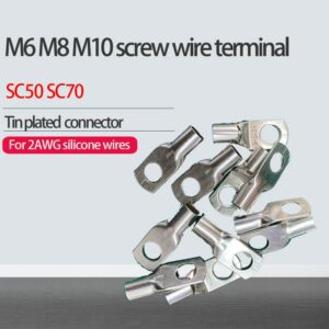 Terminal de cobre estañado SC50 SC70, Conector de tornillo adecuado M6 M8 M10 para Cables de silicona de 2AWG 4AWG 6AWG 8AWG, Material grueso