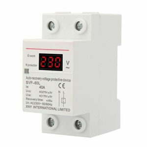 Dispositivo de protección de sobretensión y subtensión con recuperación automática, 230V 40A, con pantalla de voltaje y luz indicadora, dispositivo protector montado en riel DIN