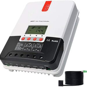 PowMr MPPT 40A 12V 24V DC para Controlador Solar de Coche con Pantalla LCD y Sensor de Temperatura