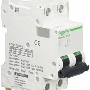 Schneider Electric A9N61532 C60H Interruptor Automático Especial de CC, 500V, 2P, 20A, Curva C, Blanco
