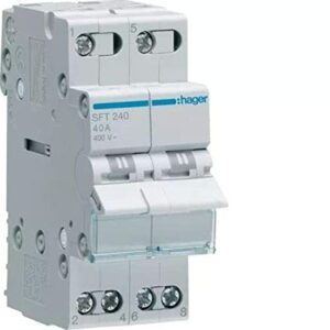 Hager - Conmutador modular 2 polos 40a comun arriba i-0-ii  Amazon.es Bricolaje y herramientas